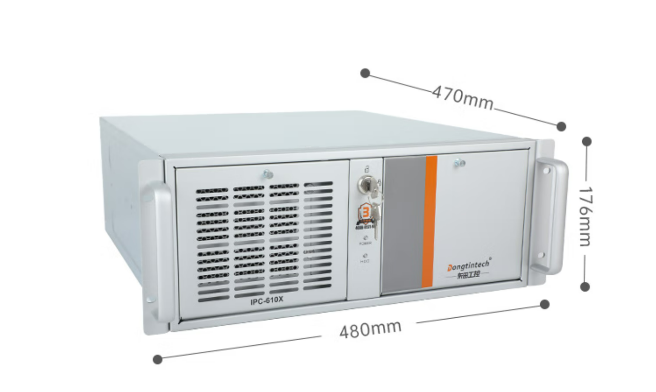　這款機(jī)器采用了DT-610X機(jī)箱和DT-WR680MA主板。整體為銀灰色。采用了熱浸鍍鋅薄鋼板，防銹、耐候性強(qiáng)。并且它的防銹蝕性特別好，-般環(huán)境防蝕效果可達(dá)30-50年，熱浸鍍鋅薄鋼板外形美觀，加工容易。尺寸為430（481.6帶耳朵）*470*176mm（寬*深*高）,約重23kg，便于搬運(yùn)。