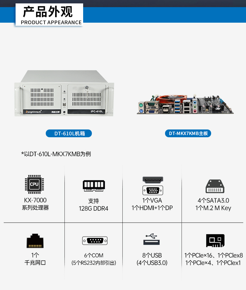 東田4U國產(chǎn)化工控機,兆芯KX-7000系列CPU,原生支持麒麟/UOS系統(tǒng),DT-610L-MKX7KMB.jpg