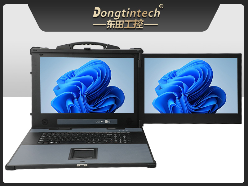 下翻雙屏加固便攜式計(jì)算機(jī),戶外防塵工業(yè)現(xiàn)場(chǎng)運(yùn)維主機(jī),野外數(shù)據(jù)采集電腦,DTG-1427ZD-JH420MA